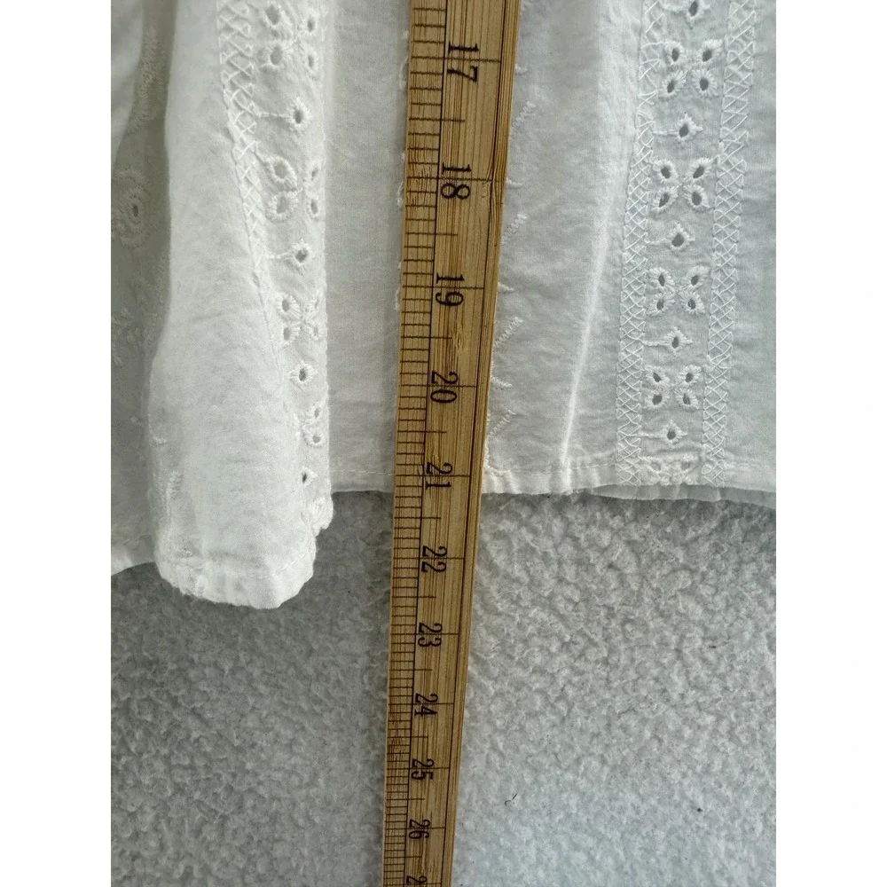 Rebellion White Eyelet Cotton Boho Peasant Blouse Long Sleeve Size L - Picture 8 of 10
